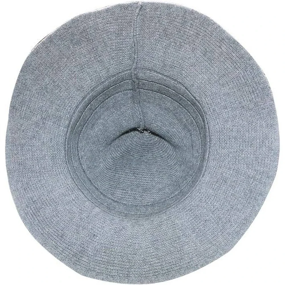 Knit Witch Wizard Hat Wired Brim Foldable‎ Grey Costume Halloween Cosplay